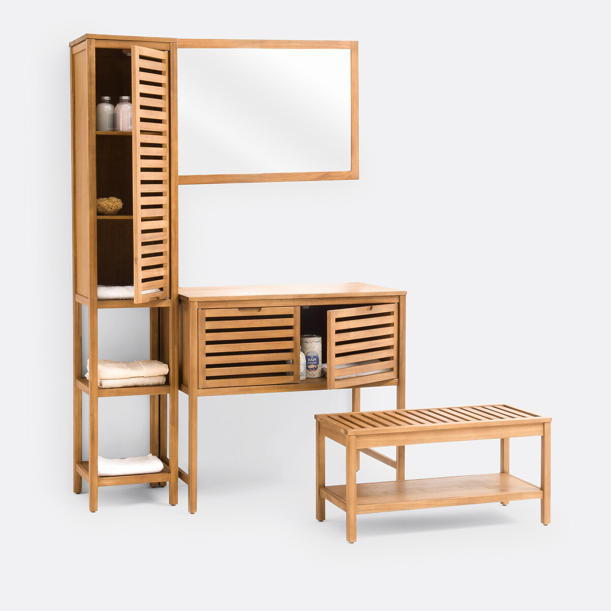 Haumea Acacia Bathroom Vanity Unit, L90cm acacia, LA REDOUTE INTERIEURS