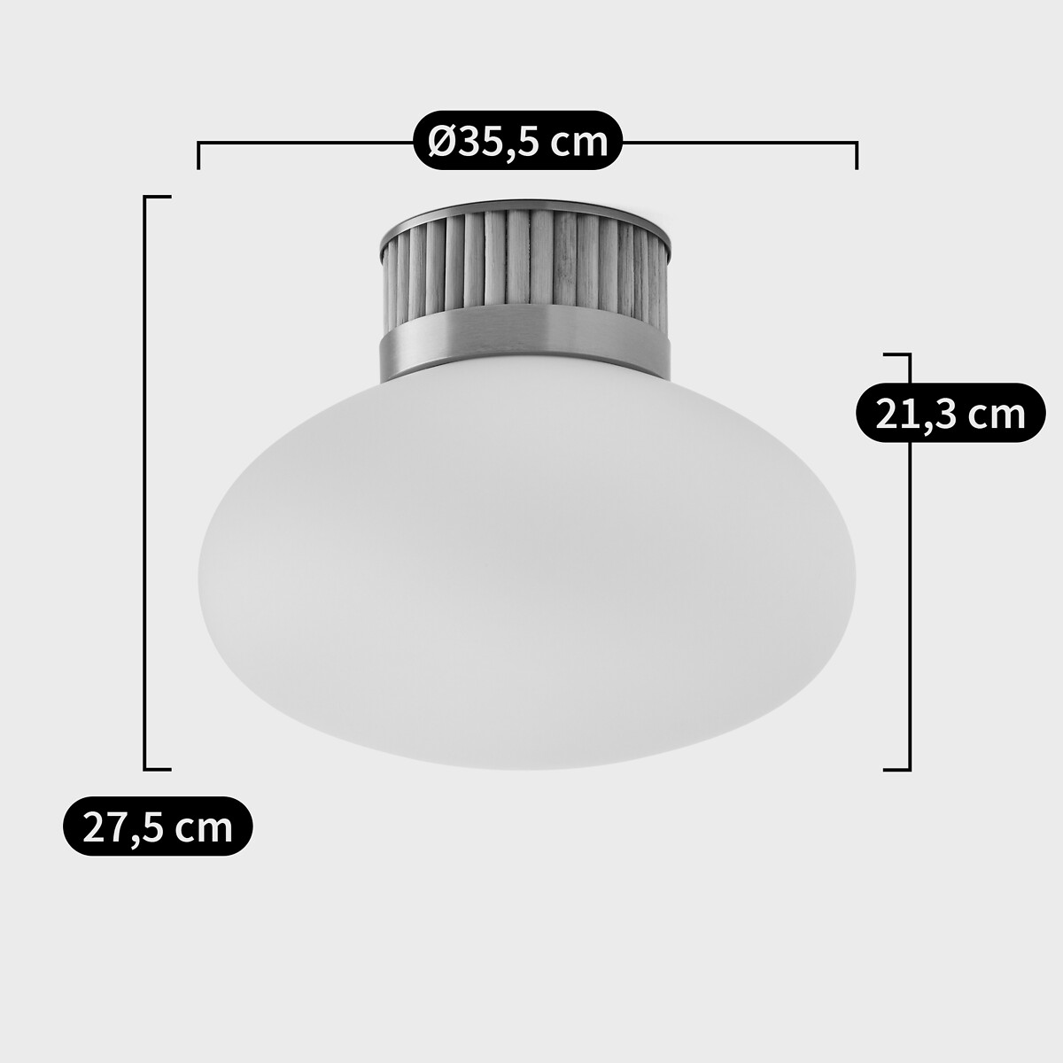 Plafonnier ou applique, en laiton, bambou et verre opaline, DOLCE blanc, LA REDOUTE INTERIEURS