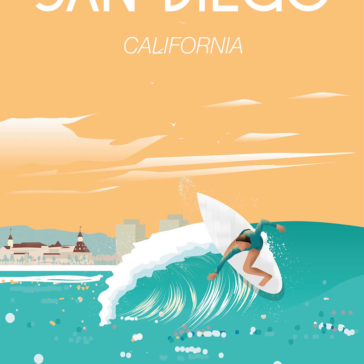 Tableau voyage San Diego California tableau alu dibond, HEXOA