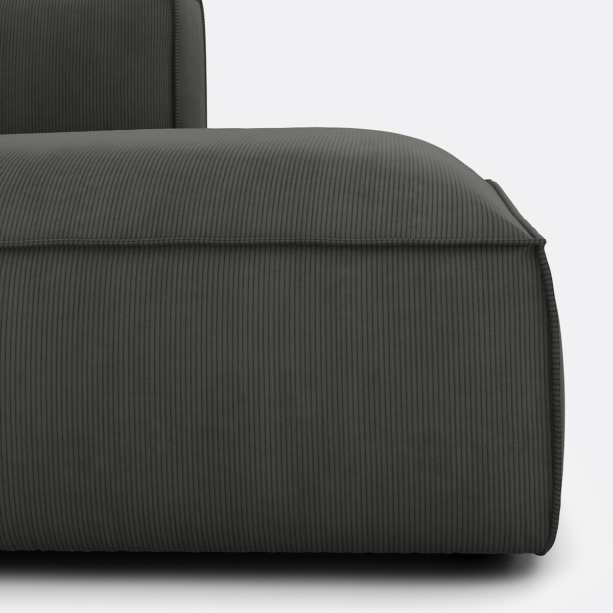 Canapé modulable d'angle gauche, en velours côtelé fines côtes, SEVEN gris, LA REDOUTE INTERIEURS