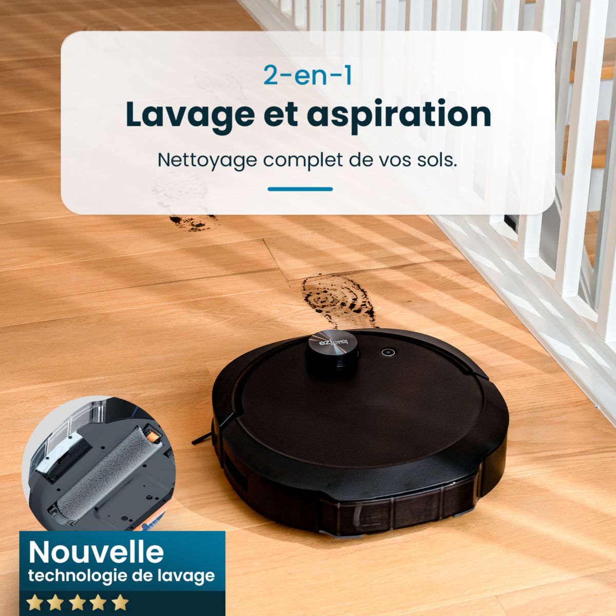 Robot Aspirateur Laveur All in one Z10 Plus couleur unique, EZICLEAN