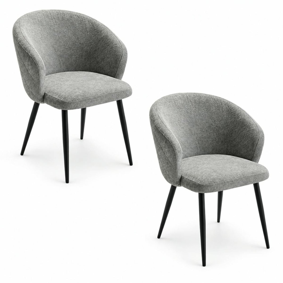 Chaise dossier rond tissu gris (lot de 2) IENA gris, PIER IMPORT