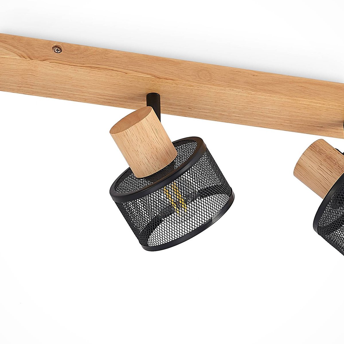 Spot en bois moderne, Evinora noir, bois clair, LINDBY