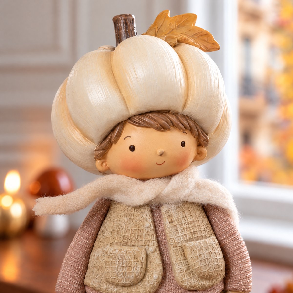 Figurine garçon de noël décorative artificielle H19 PUMPKIN beige, SIA