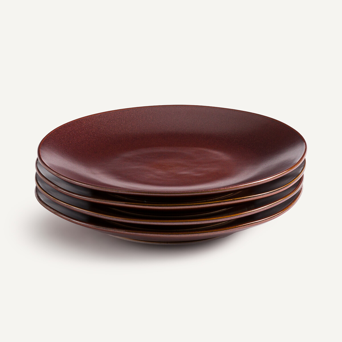 Lot de 4 assiettes plates grès émaillé, Kanso rouge, AM.PM