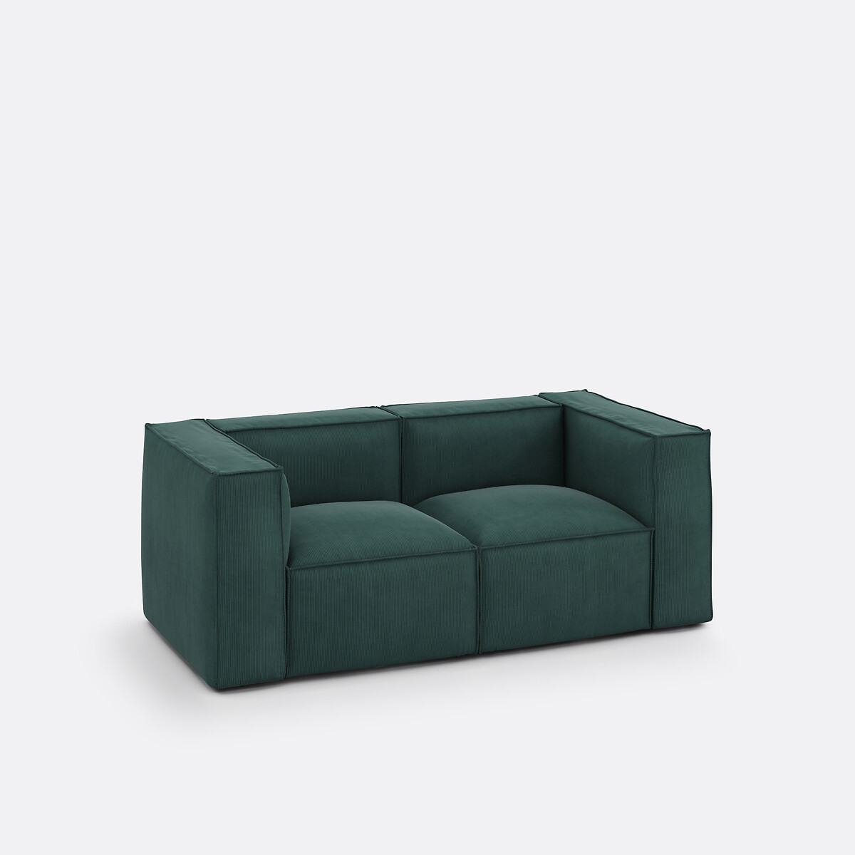 Canapé modulable 2 places, en velours côtelé fines côtes, SEVEN vert, LA REDOUTE INTERIEURS