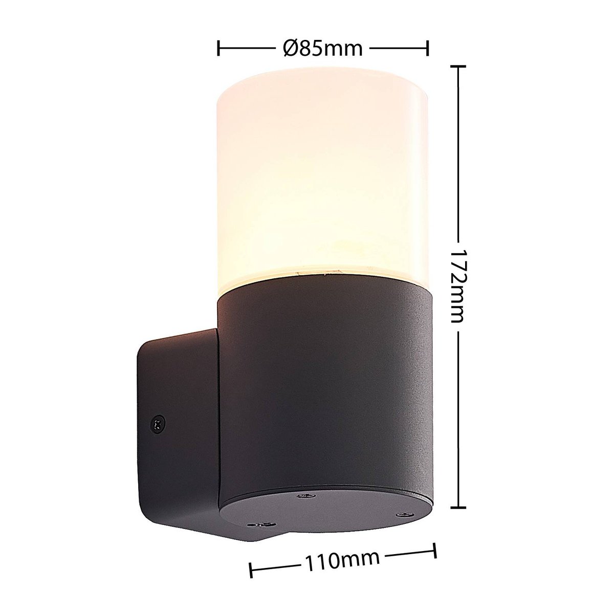 Applique extérieure en aluminium moderne gris foncé, blanc opale, LINDBY