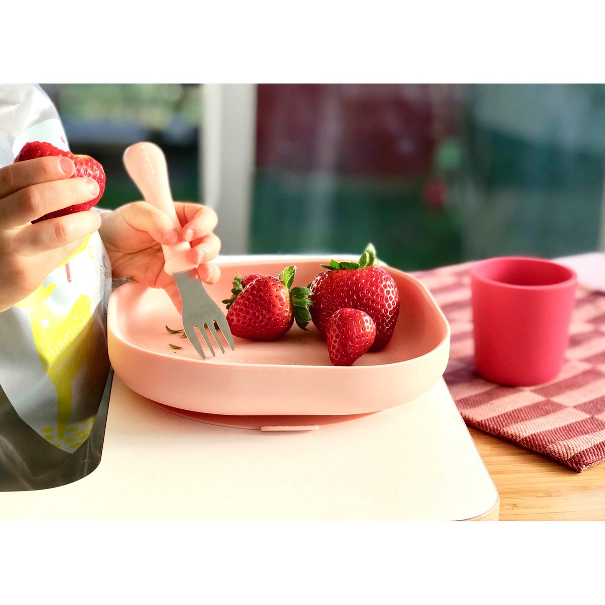 Set de 3 couverts d'apprentissage inox rose ancienne, BEABA