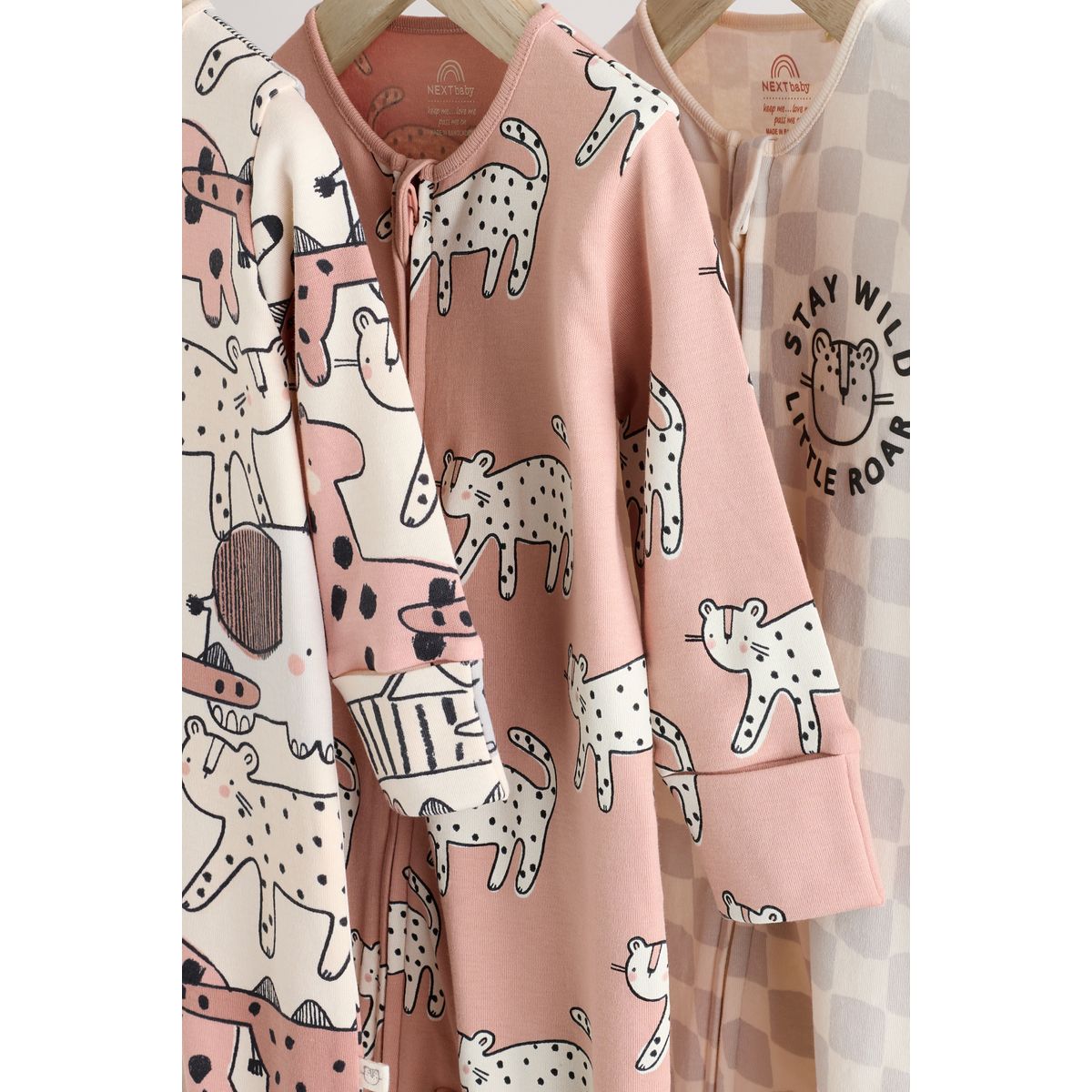 Dors-bien à zip double sens bébé, lot de 3 marron/crème, NEXT