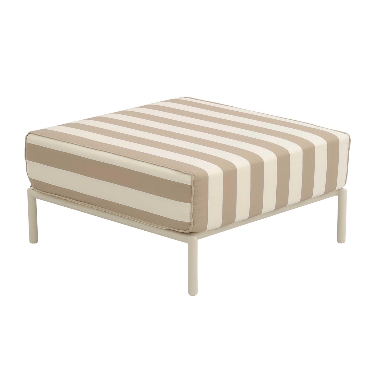 Pouf rayé pour salon de jardin modulable, PATIO beige, OVIALA