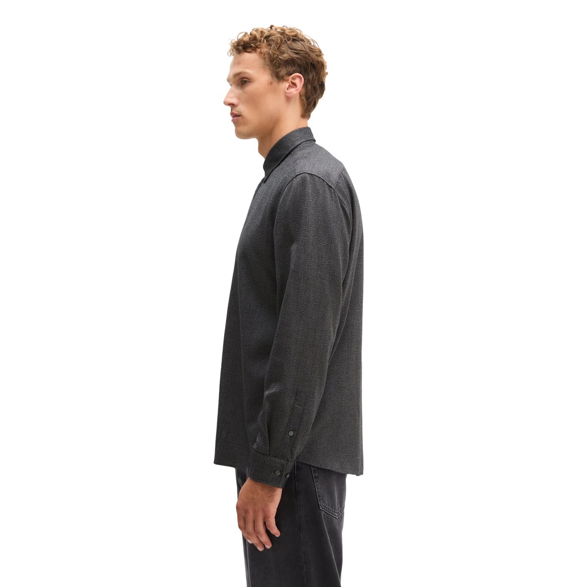 Chemise coupe classique en coton biologique et TENCEL™ Lyocell noir, MARC O'POLO