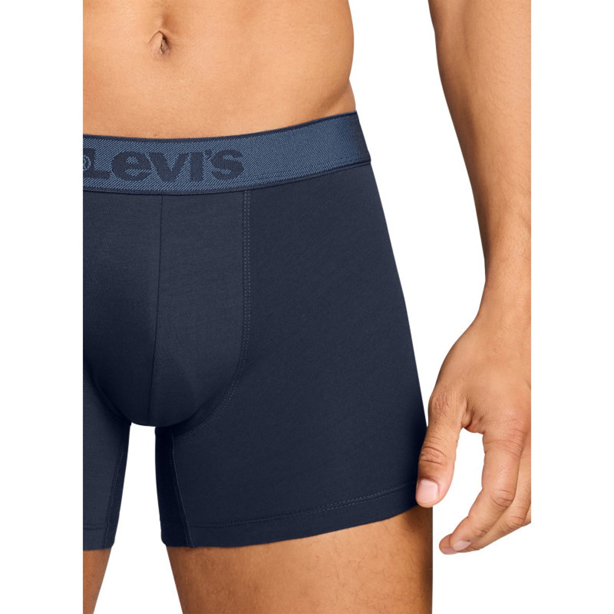 Lot de 2 boxers en coton marine pourvus de ceintures élastiquées bleu foncé, LEVI'S
