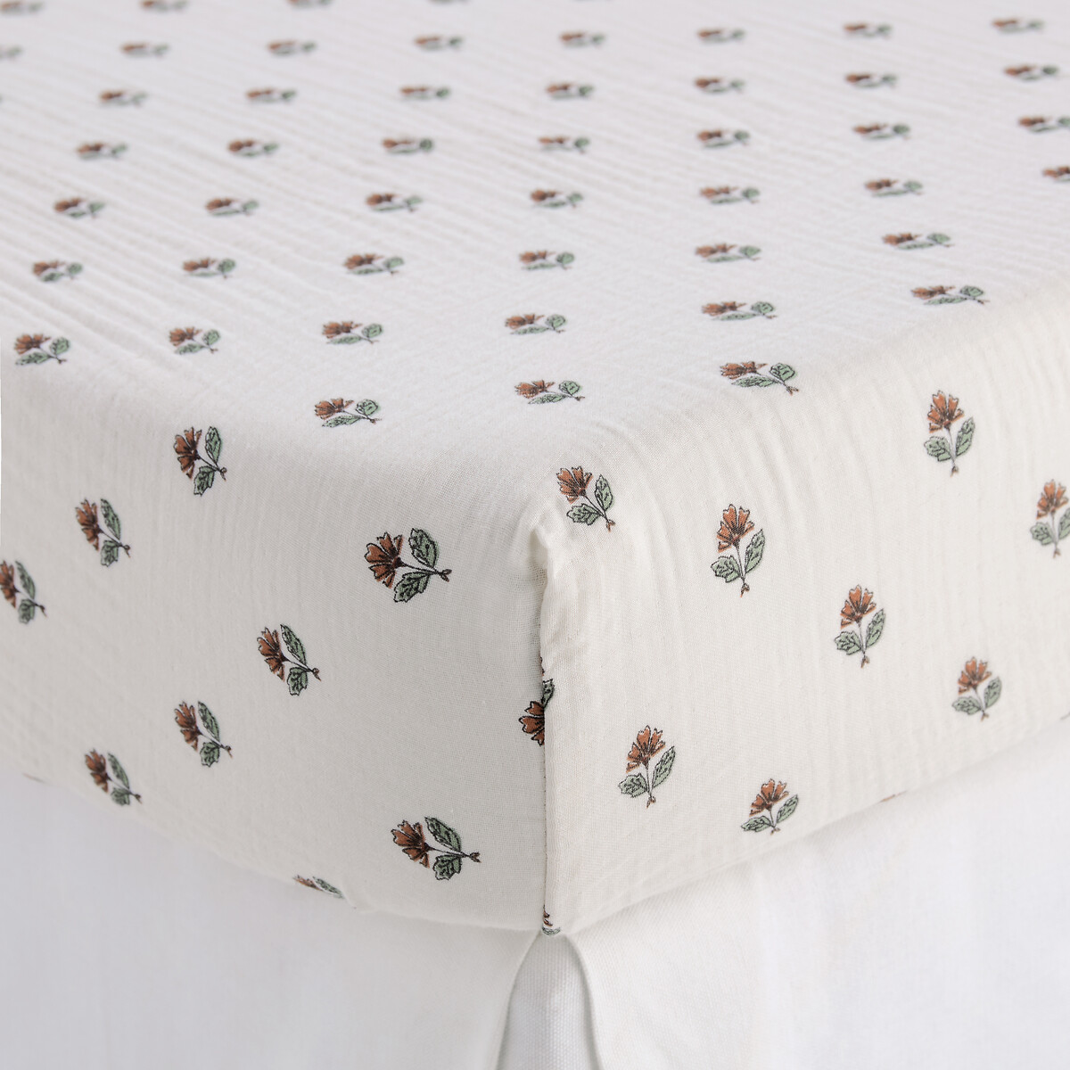 Drap-housse enfant, en gaze de coton, bonnet 30 cm, EMELINE imprimé, LA REDOUTE INTERIEURS