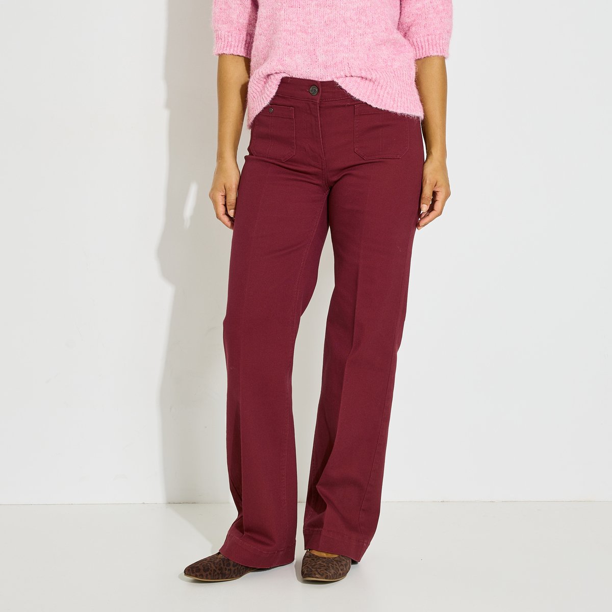 Jean flare GENOVA F02 orange bordeaux, GRAIN DE MALICE