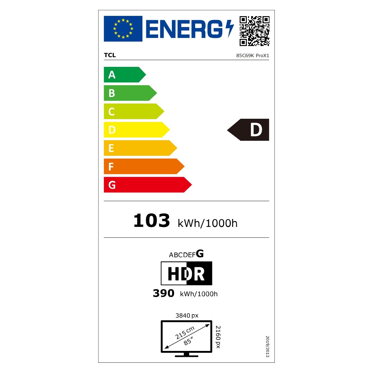 TV Mini LED 85C69K PRO (2026) 85" (216 cm) - Expérience Gaming, 144Hz, Google TV couleur unique, TCL