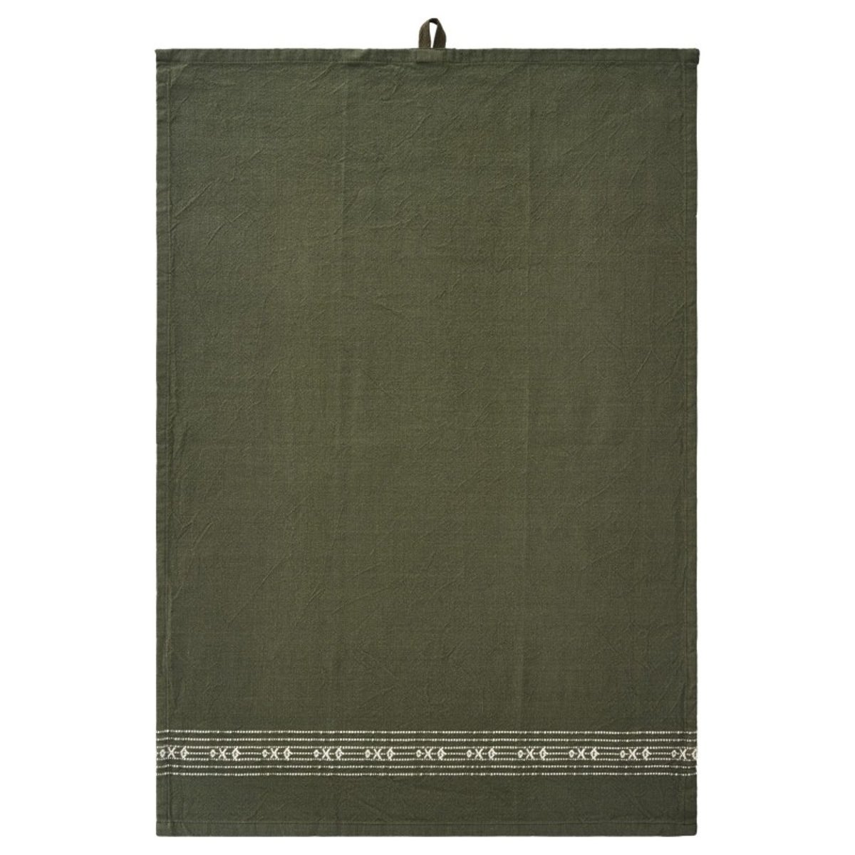 Torchon de cuisine coton broderie vert foncé, IB LAURSEN