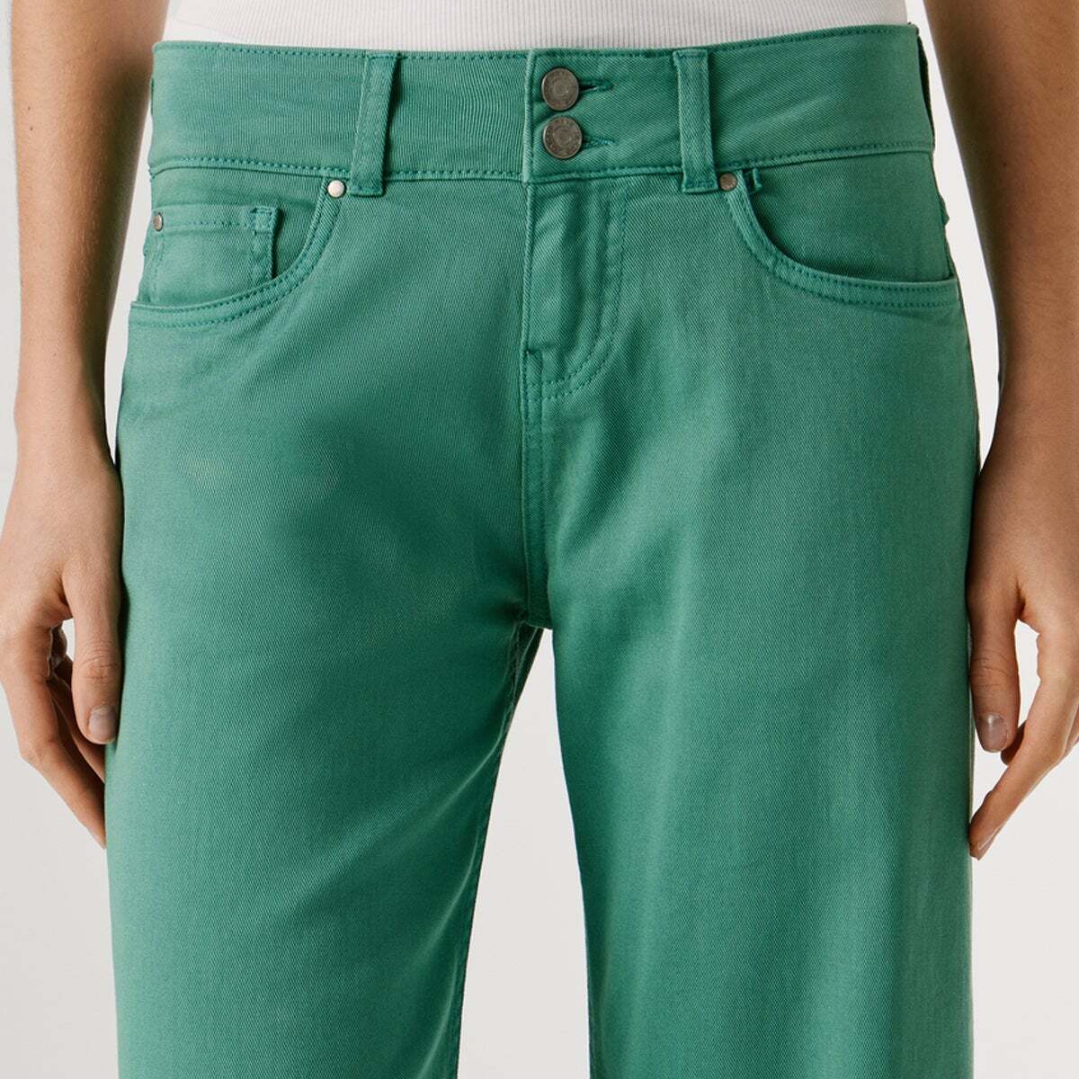 Pantalon 5 Poches En Sergé vert hydro, PEPE JEANS