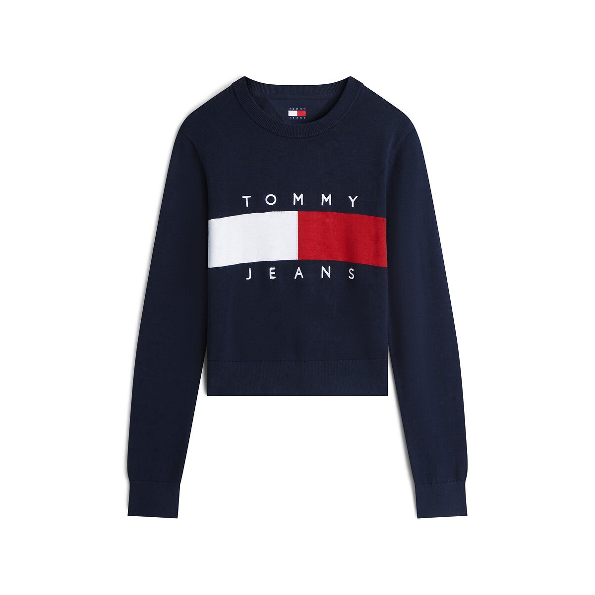 Pull col rond logo marine, TOMMY JEANS