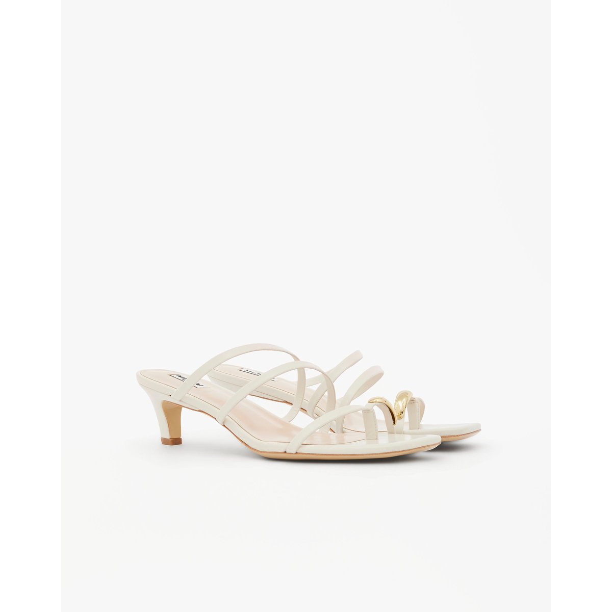 Mules à bout carré et bijou doré LIMA blanc, MI MAI