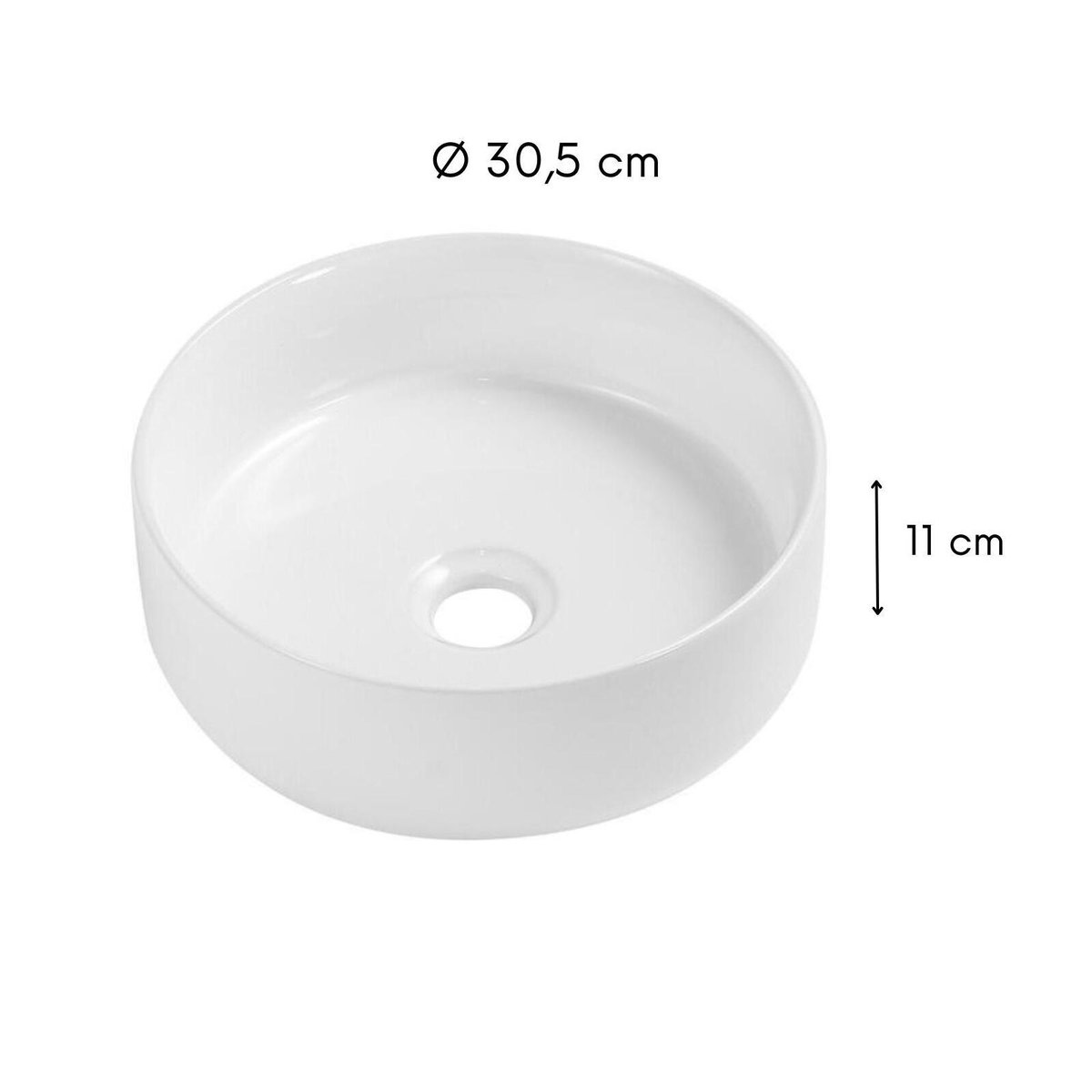Vasque à poser ronde en céramique blanche 30cm MII blanc, MOB IN