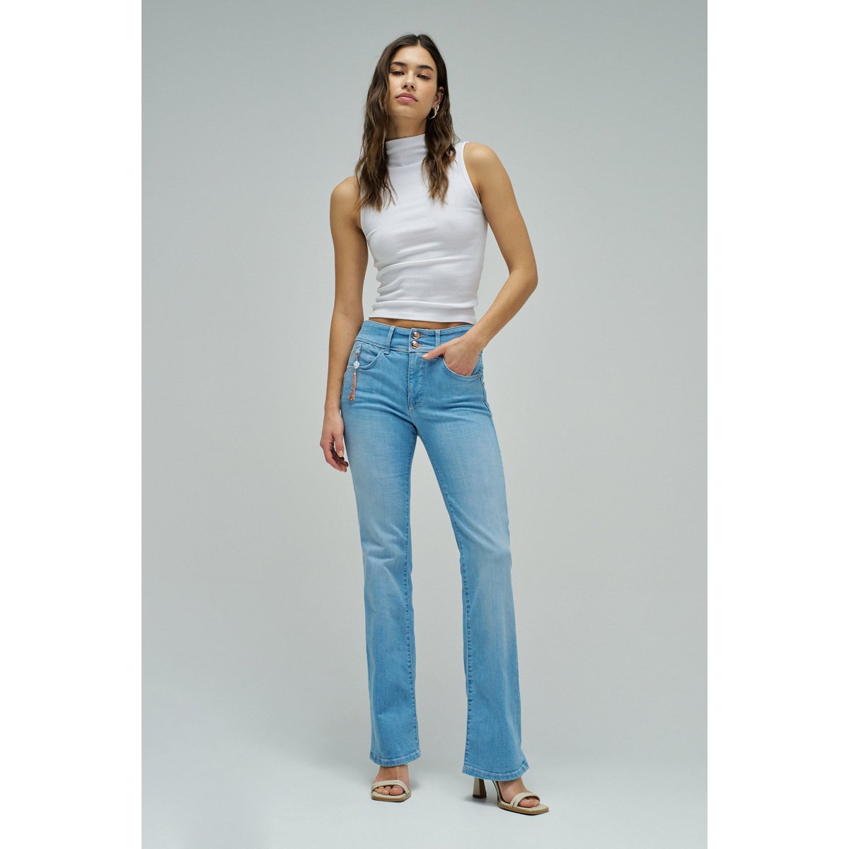JEAN SECRET PUSH IN STRAIGHT bleu turquoise, SALSA JEANS