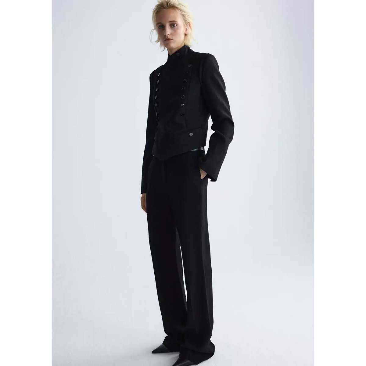 Pantalon costume 100 % laine noir, MANGO