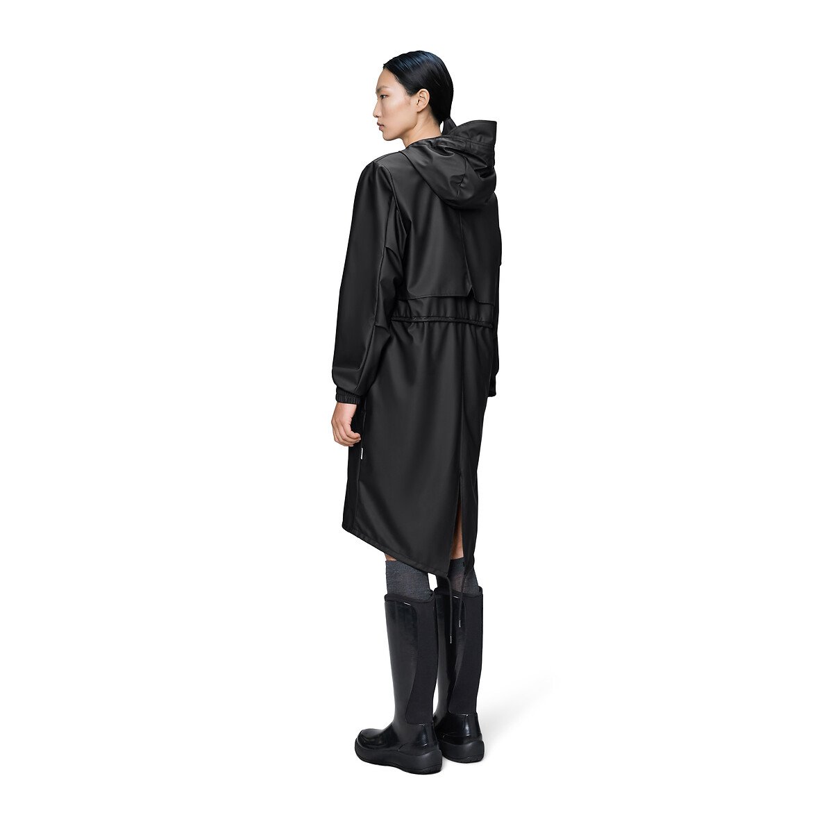 Coupe-vent à capuche mi-long STRING W PARKA noir, RAINS