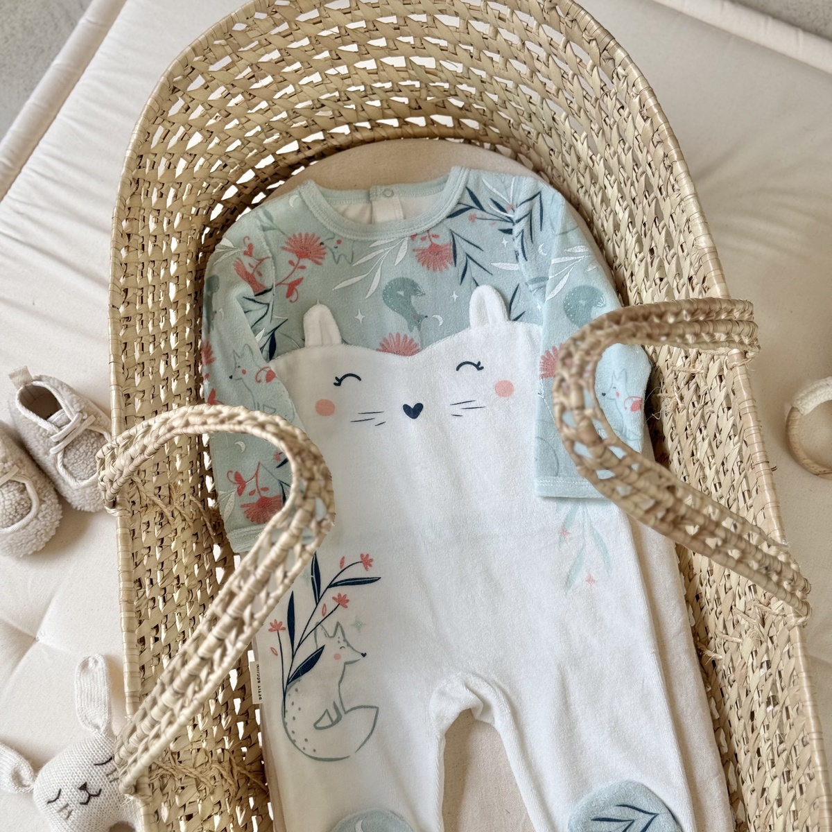 Lot de 2 pyjamas bébé en velours Dina bleu, PETIT BEGUIN