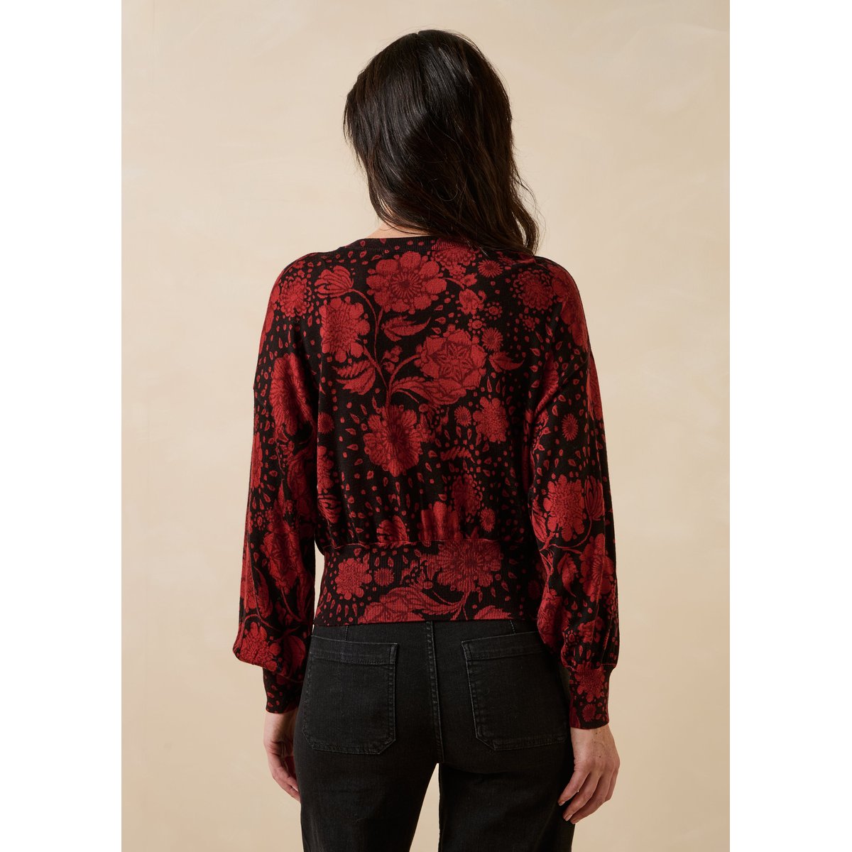 Pull manches longues en laine col rond bordeaux, LA FEE MARABOUTEE