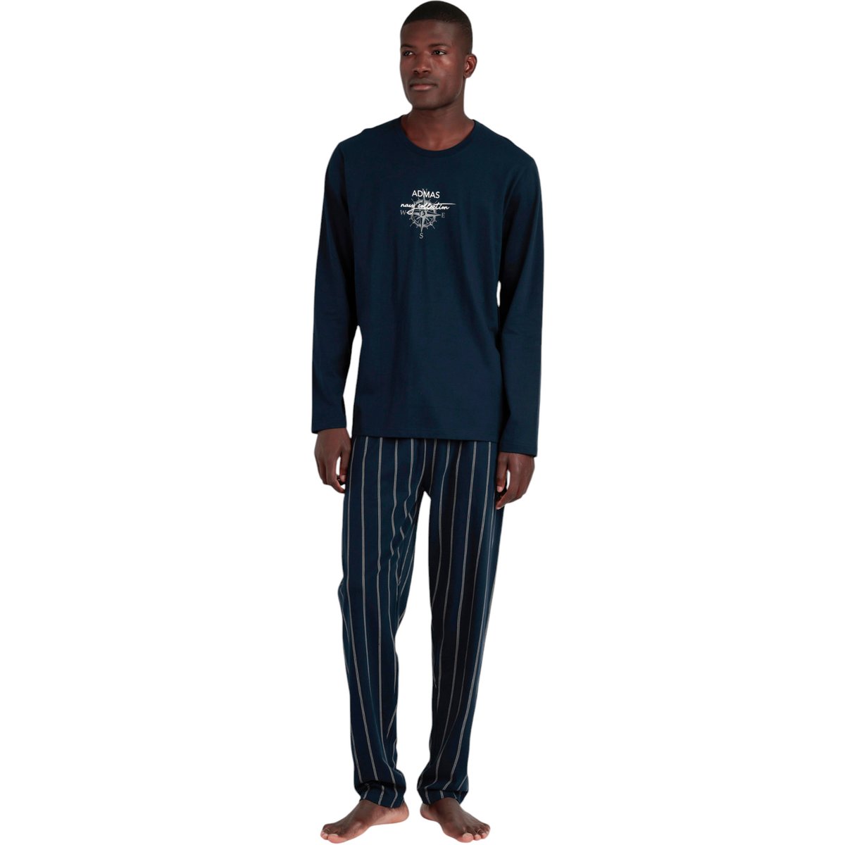 Pyjama pantalon top manches longues Navy Collection bleu, ADMAS
