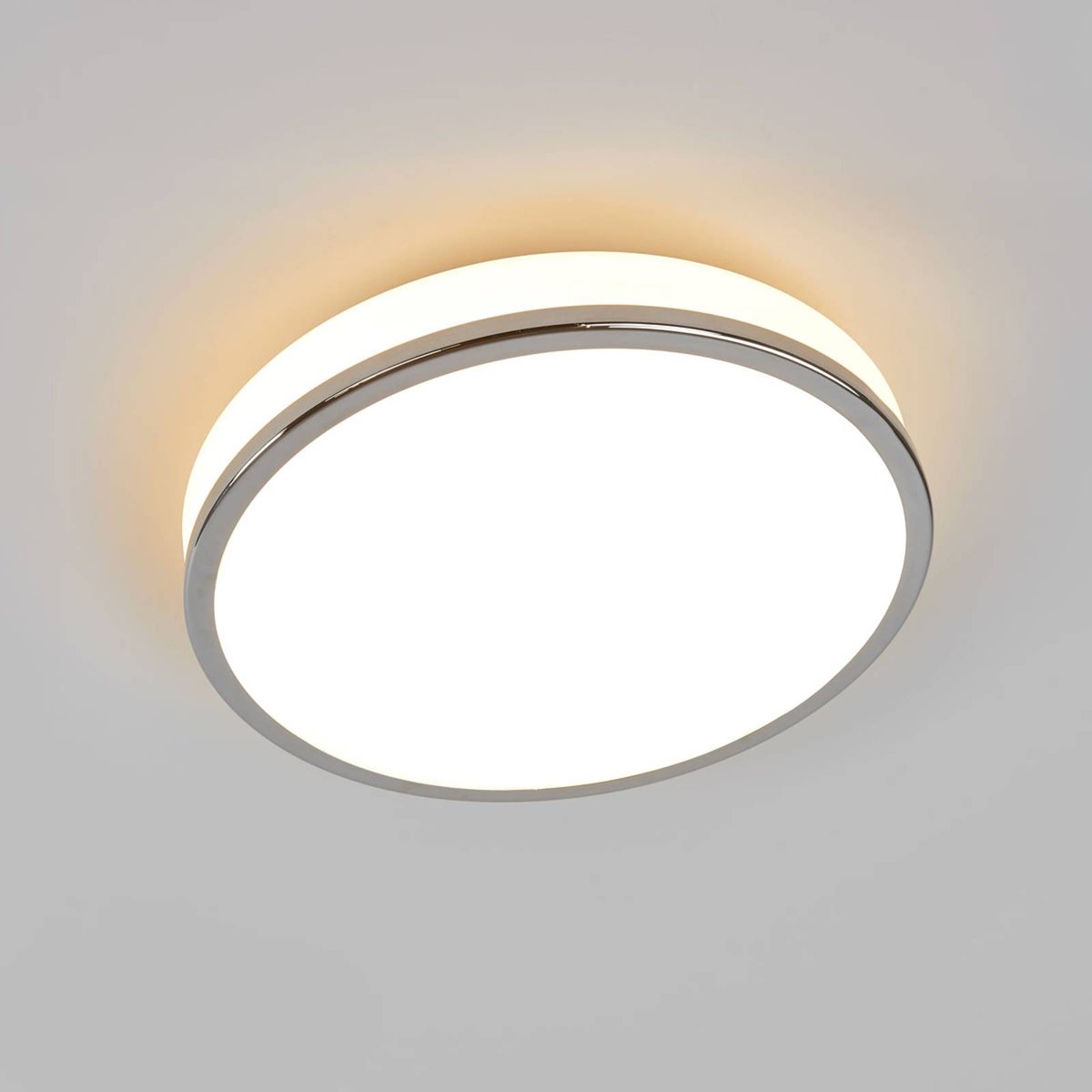 Plafonnier en verre moderneLED, Lyss blanc, chrome, LINDBY