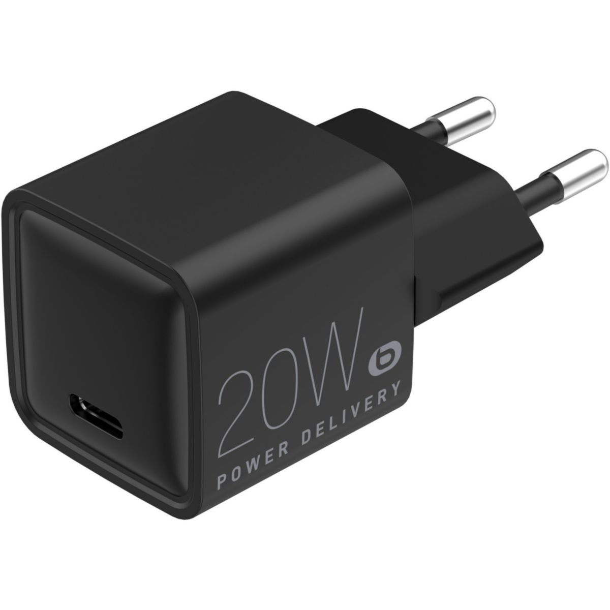 Chargeur 20W charge rapide USB-C Noir couleur unique, ESSENTIEL B