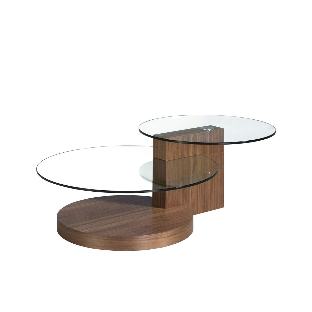 Table basse ronde en verre trempé et noyer verre trempé | noyer, ANGEL CERDA