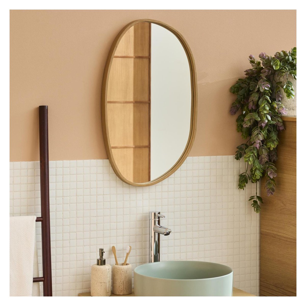 Miroir galet chêne 40x65 OAKY chêne, MOB IN