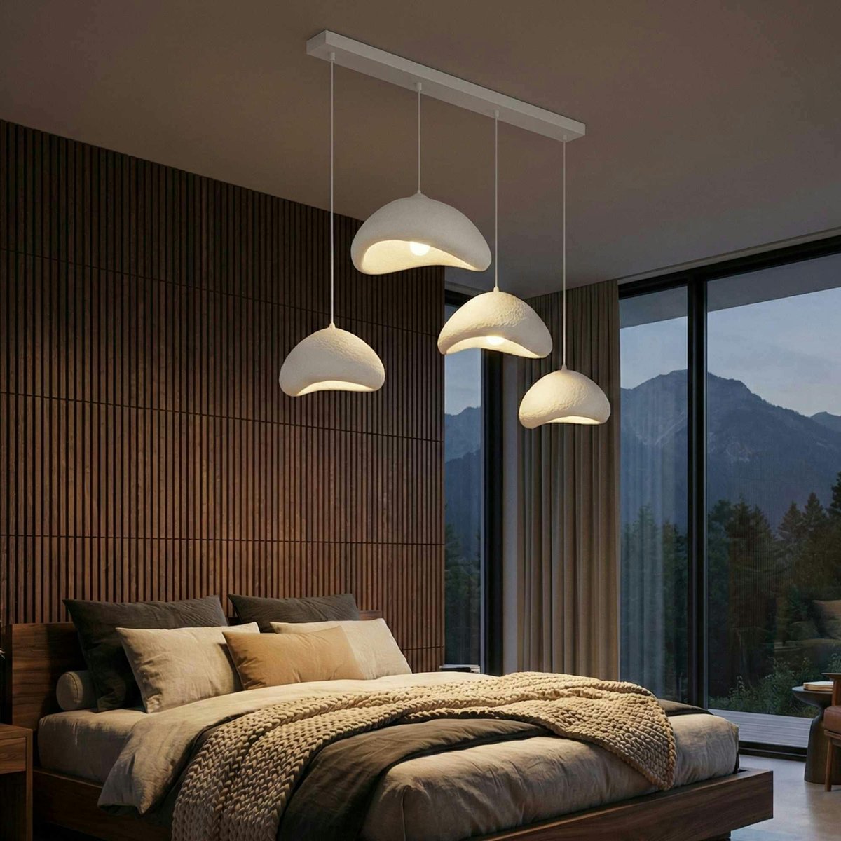 Suspension 4 lampes ajustables L150 cm NOXIS blanc, PIER IMPORT