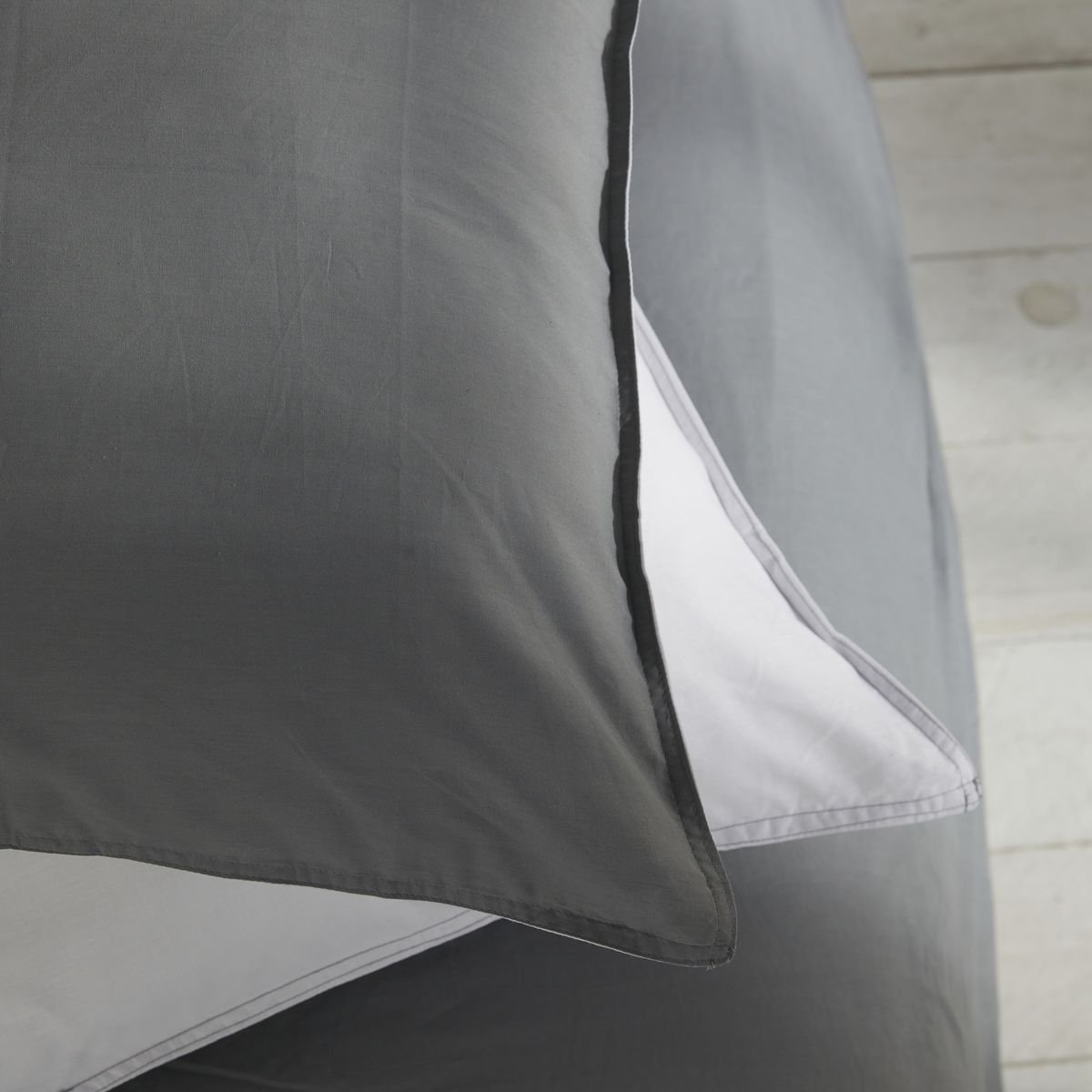 Parure de lit coton uni CHARME gris, TODAY