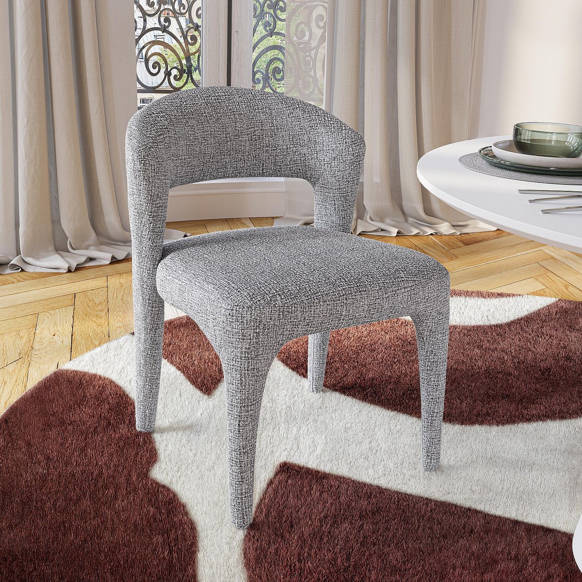 Chaise tissu RIMAKA gris, HABITAT