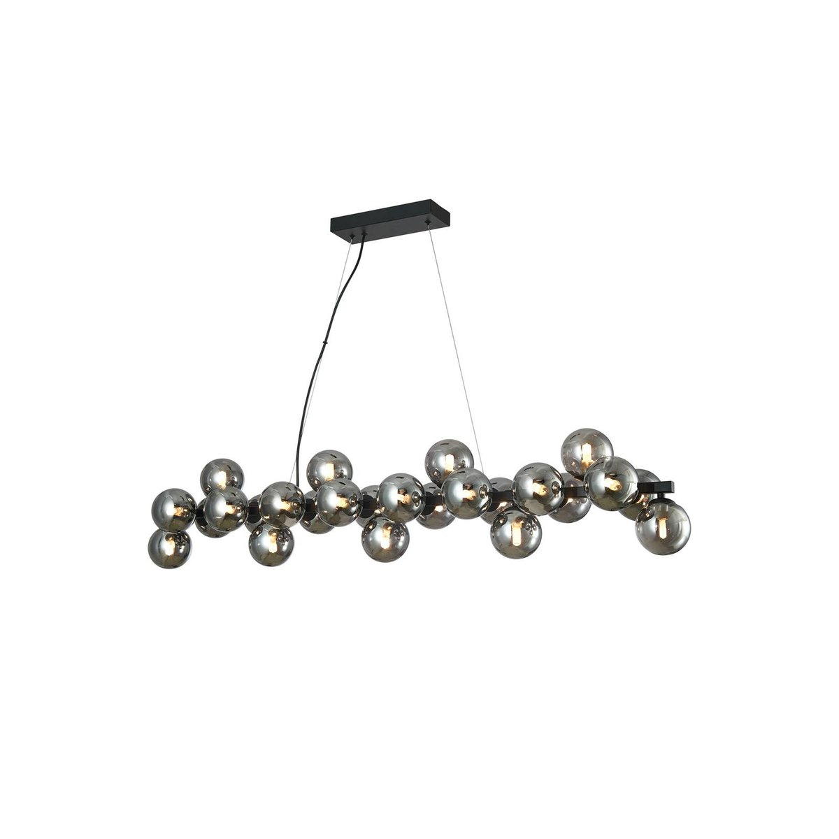Suspension en métal moderne, Naelen noir, gris fumé, LUCANDE
