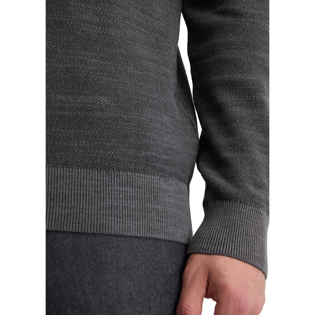 Pull-over regular avec une structure finement piquée gris, MARC O'POLO
