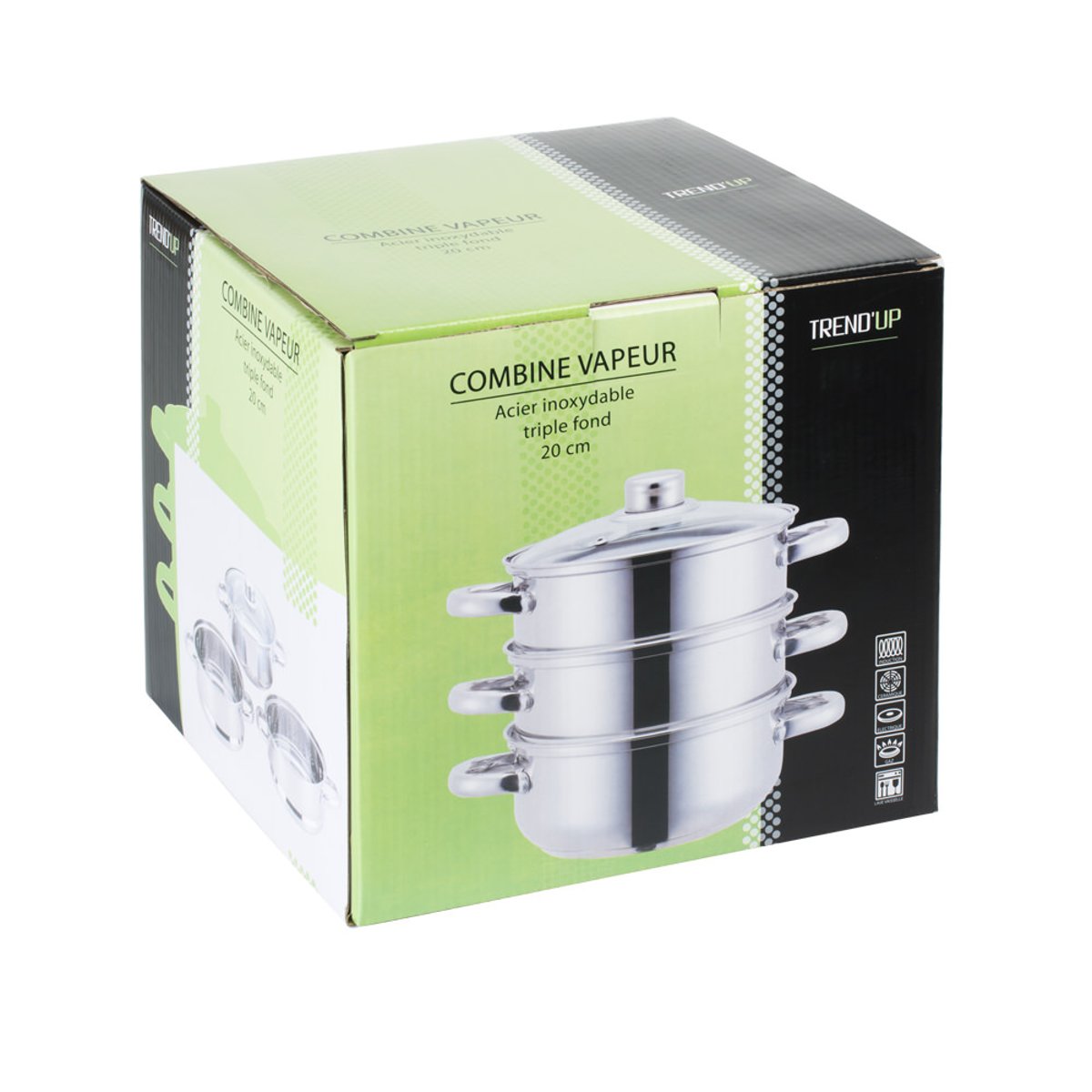 Combiné vapeur inox 20 cm 3 compartiments argent / métallique, TREND'UP