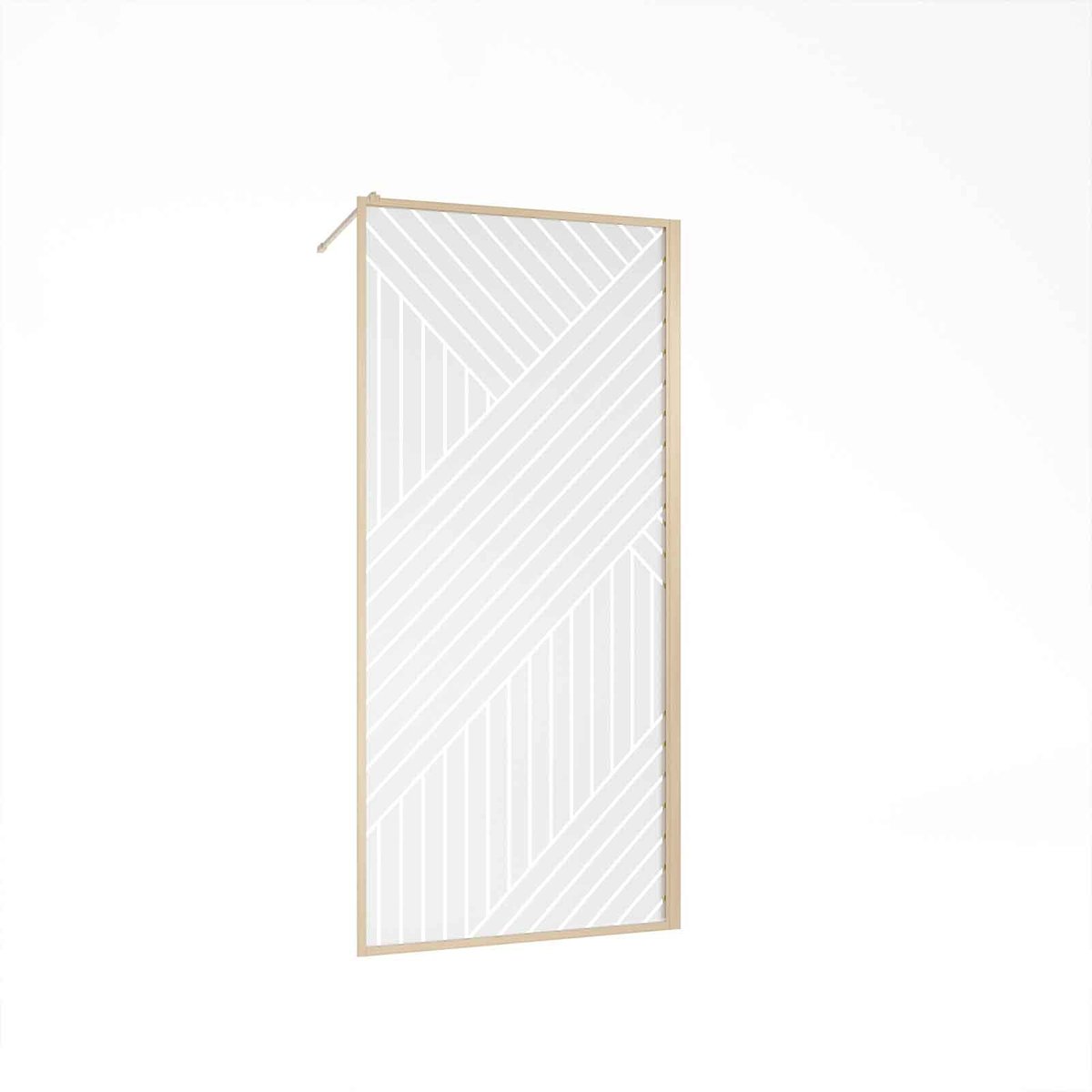 Paroi de douche en verre sérigraphié style Japandi motif géométrique marron clair, HOME MAISON
