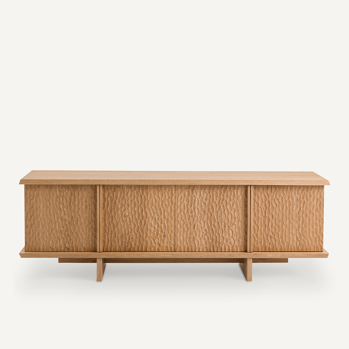 Buffet 4 portes en chêne et plaqué, Gouge chêne naturel, AM.PM