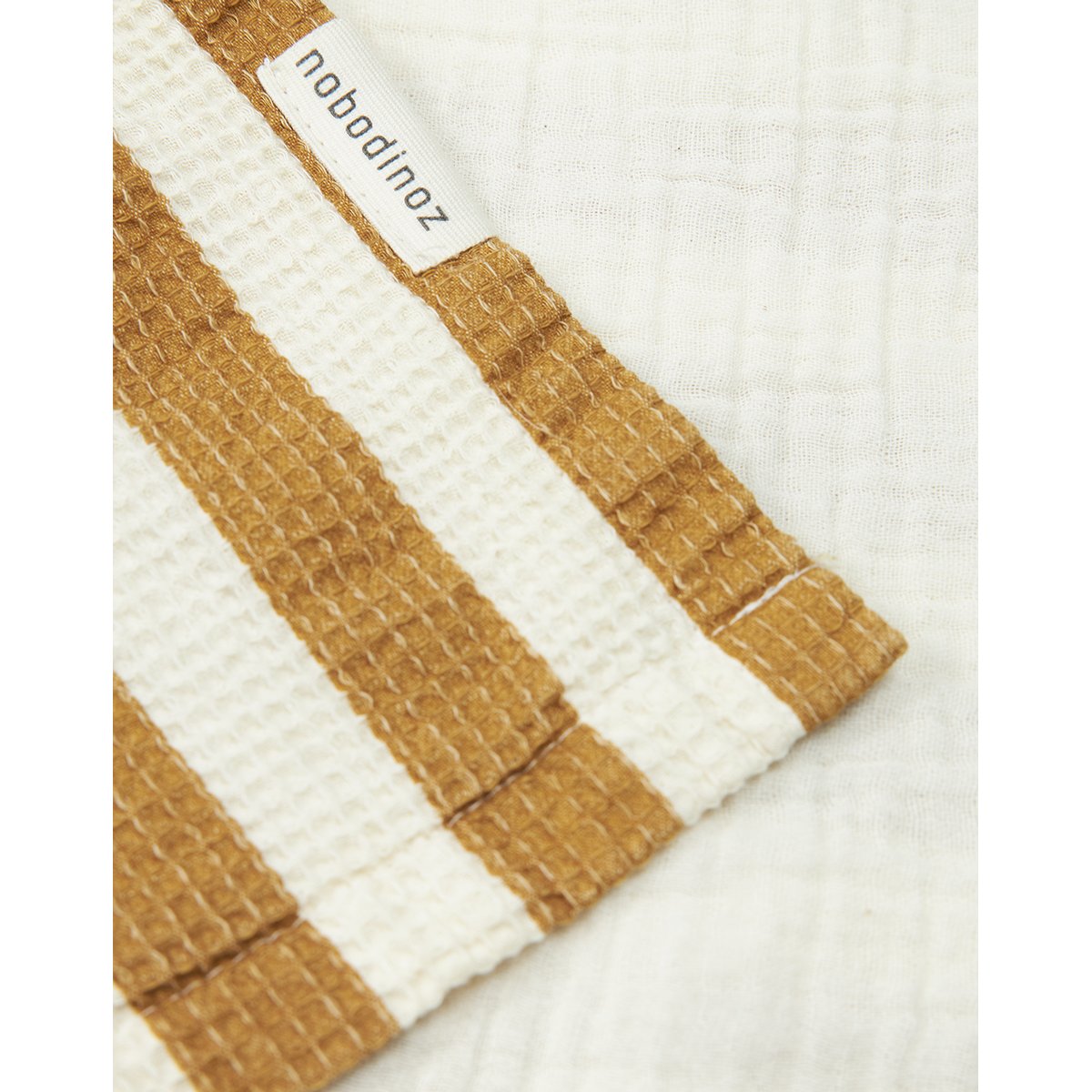 Poncho de plage 6-9Y doublure en gaze de coton PORTOFINO rayures gaufrées miel, NOBODINOZ