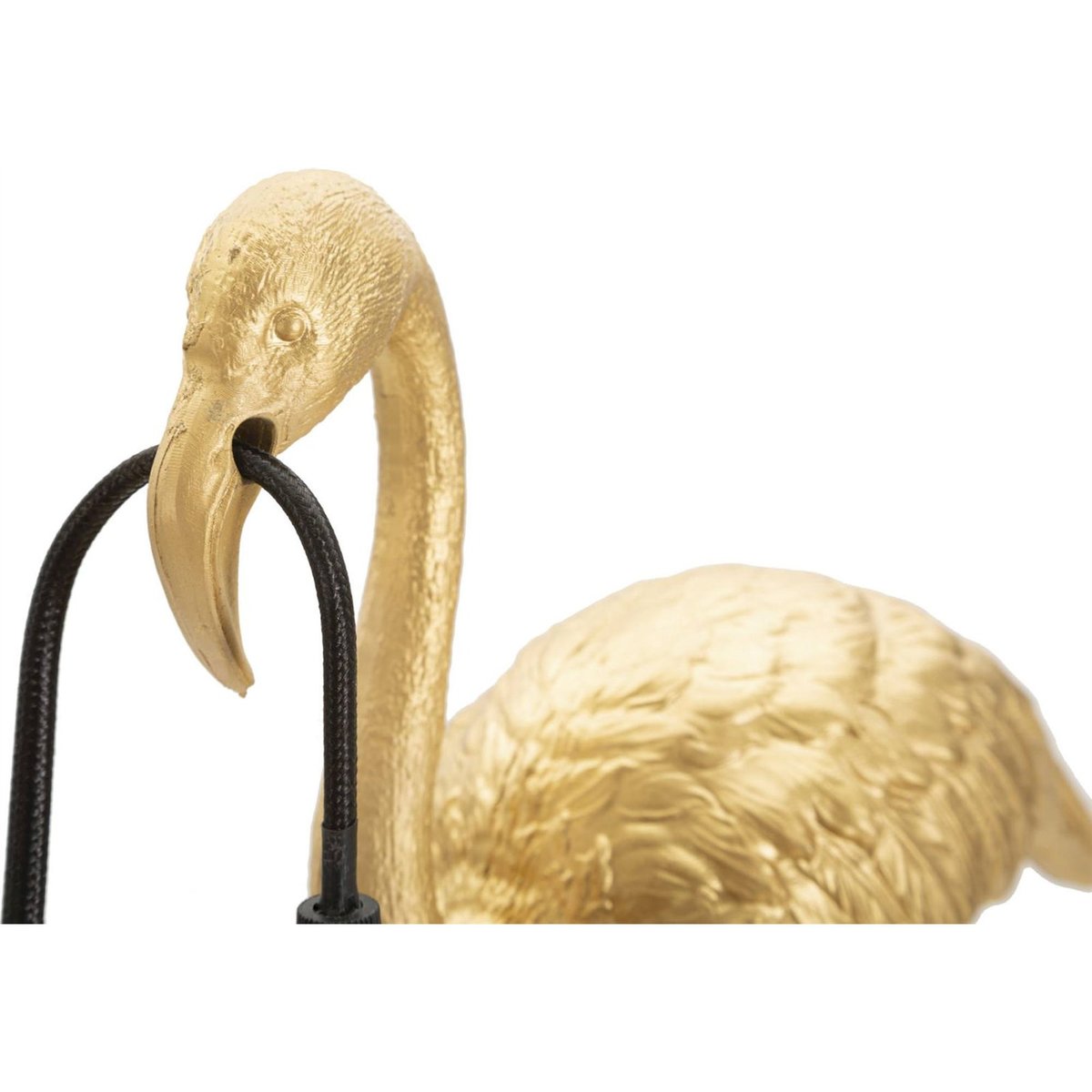 Lampe à poser flamant effet plumage GLAM doré, RECOLLECTION