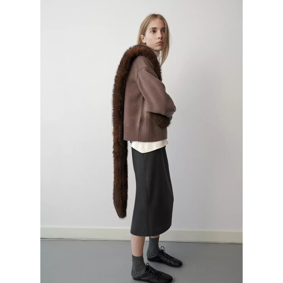 Pull-over laine col rond marron moyen, MANGO