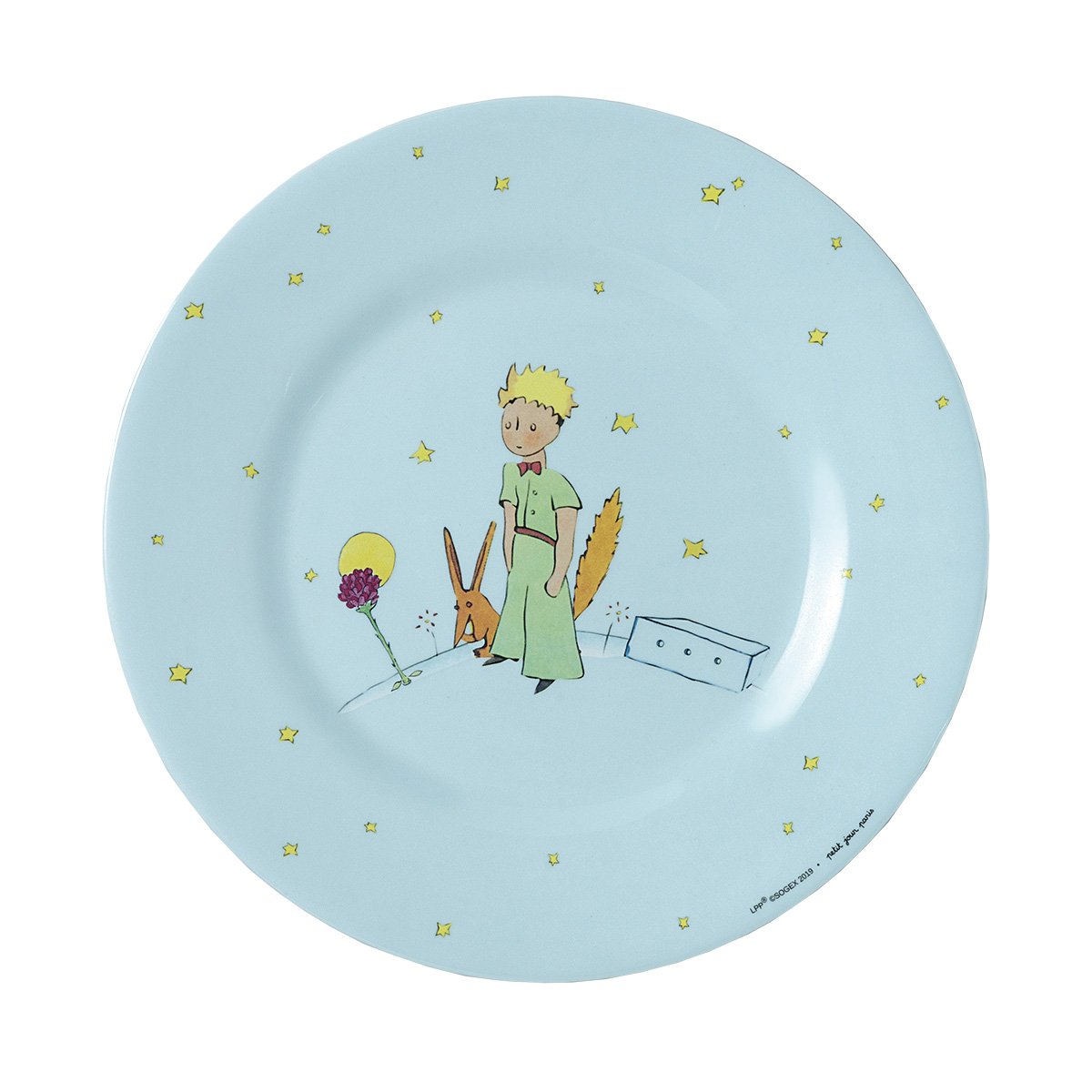 3 Assiettes à dessert LE PETIT PRINCE bleu / jaune / vert, PETIT JOUR