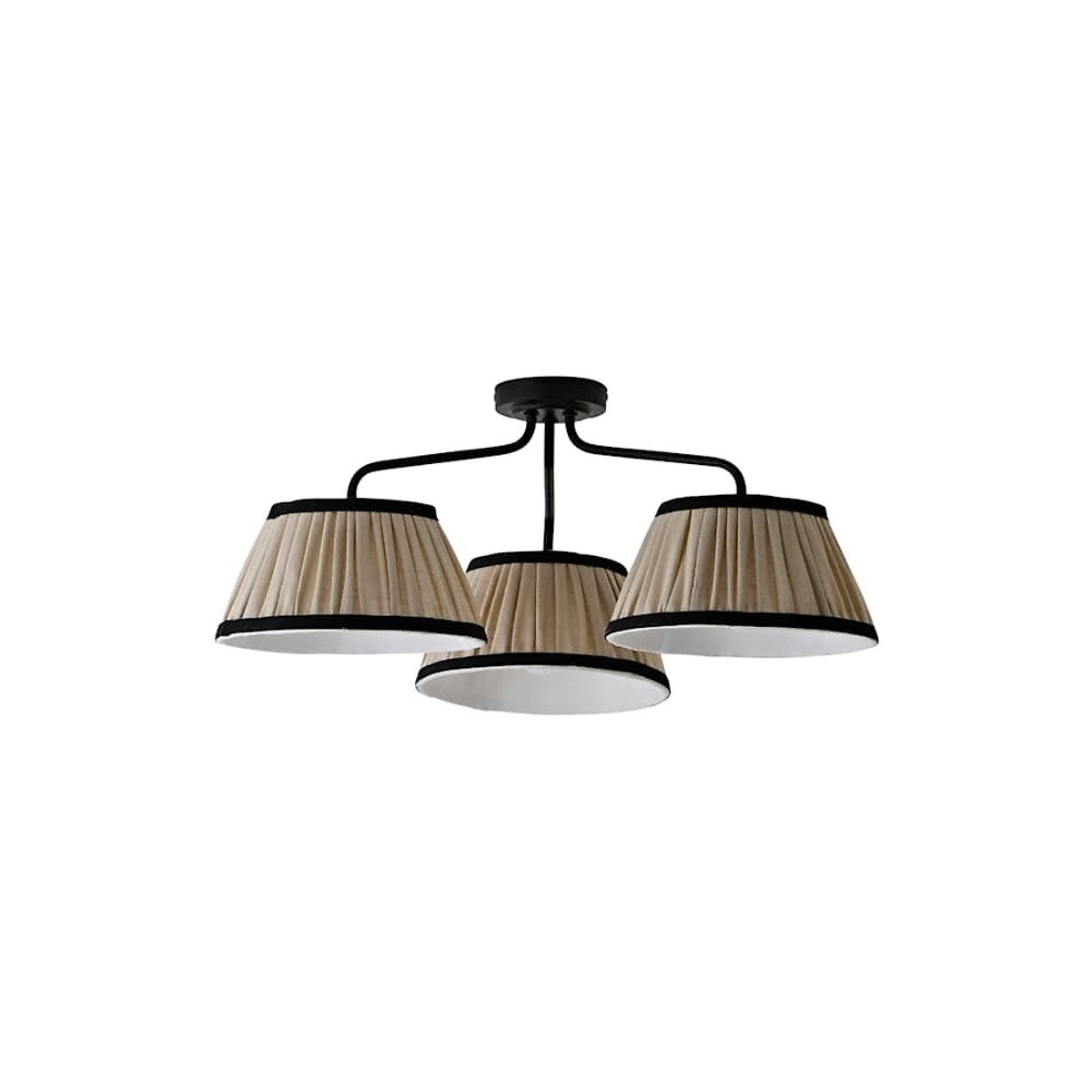 Clarissa 3-Light Ceiling Light with Linen Pleated Shades black, SO'HOME