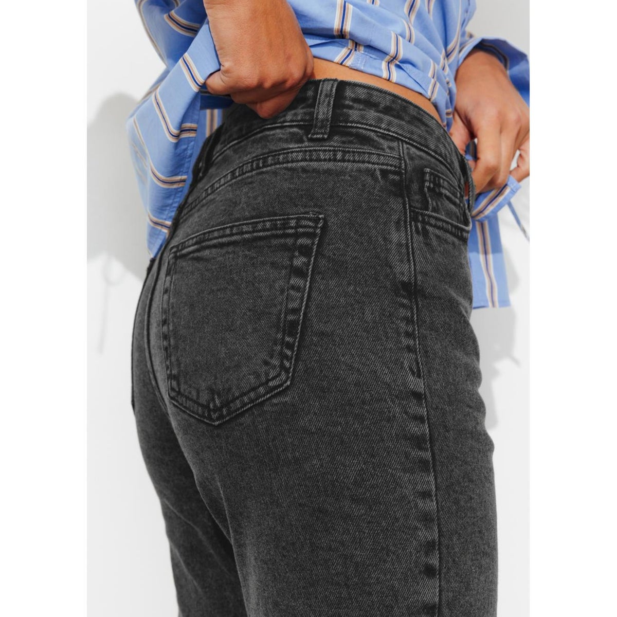 MARCEL jean mom taille haute jean noir, PROMOD