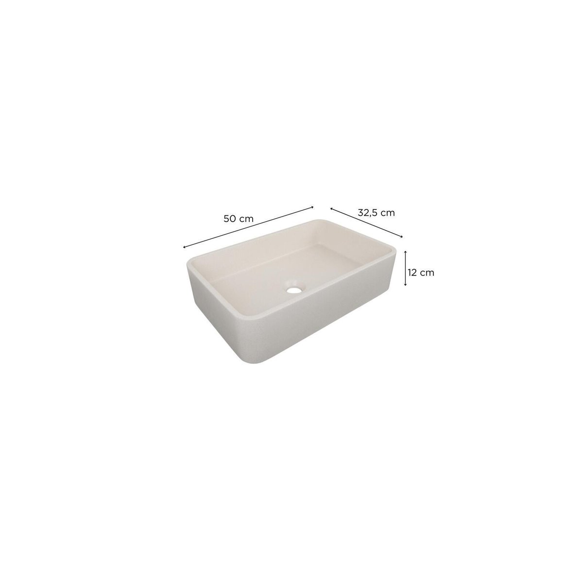 Vasque à poser rectangulaire 50x32,5cm + bonde SANDY v002233, MOB IN