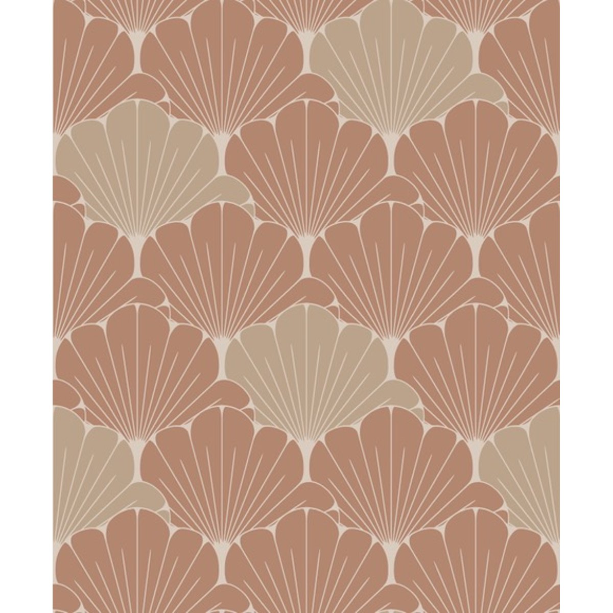 Papier peint éventails Art Déco terracotta beige autres, HEXOA